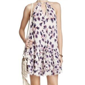 INTIMATELY FREE PEOPLE Flow Feathers Floral Ruffle Dress Boho Fairy Beach Size M